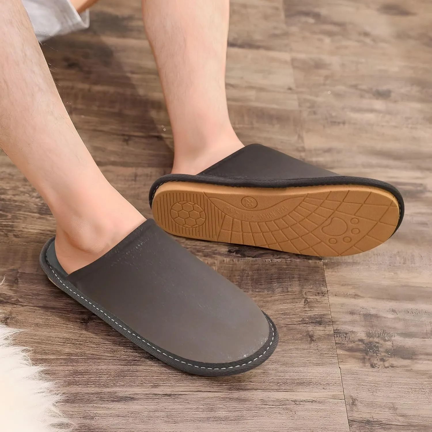 Navy Blue Green Gradient House Slippers for Women Men Non-Slip Winter Slippers