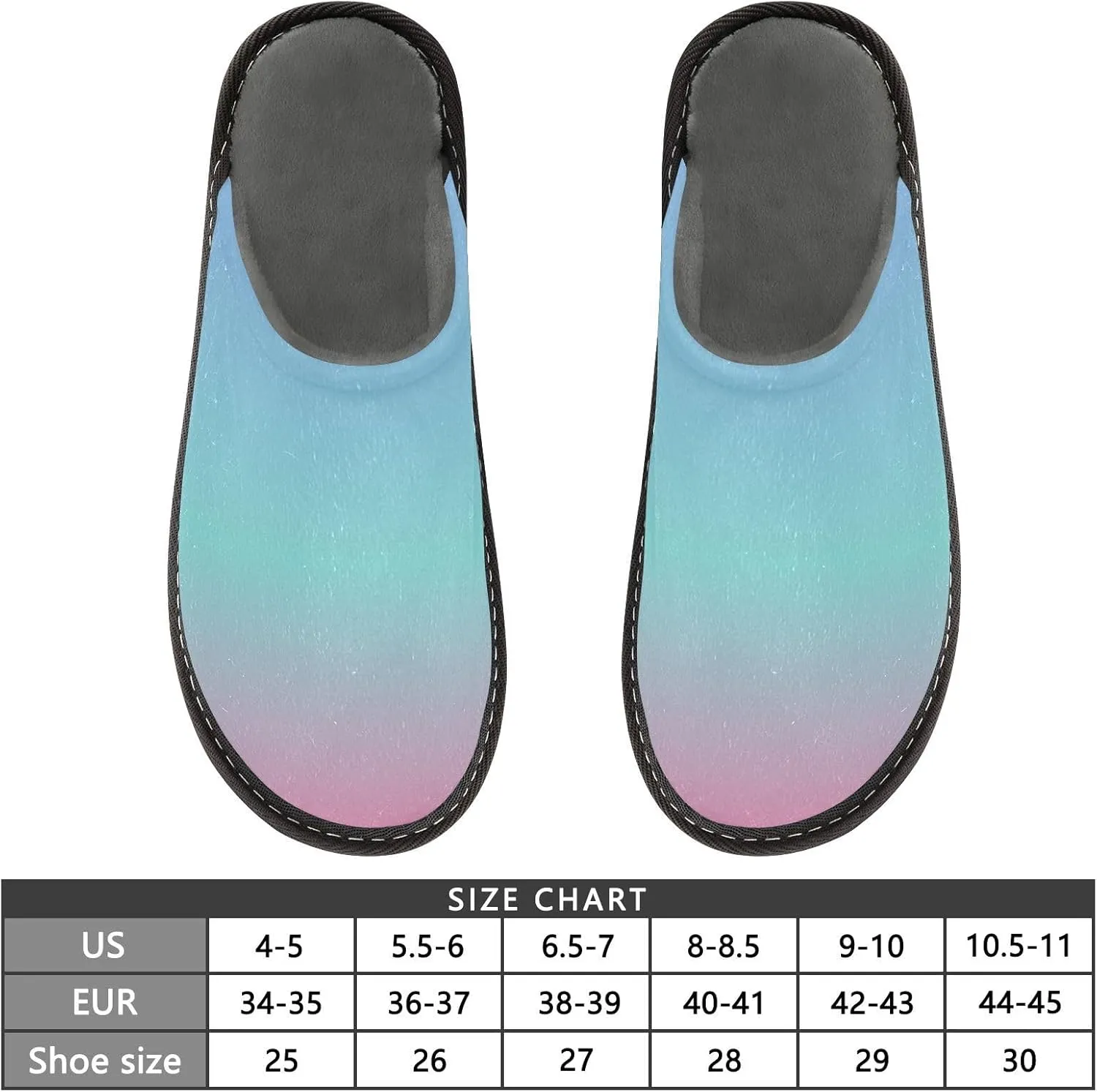 Navy Blue Green Gradient House Slippers for Women Men Non-Slip Winter Slippers