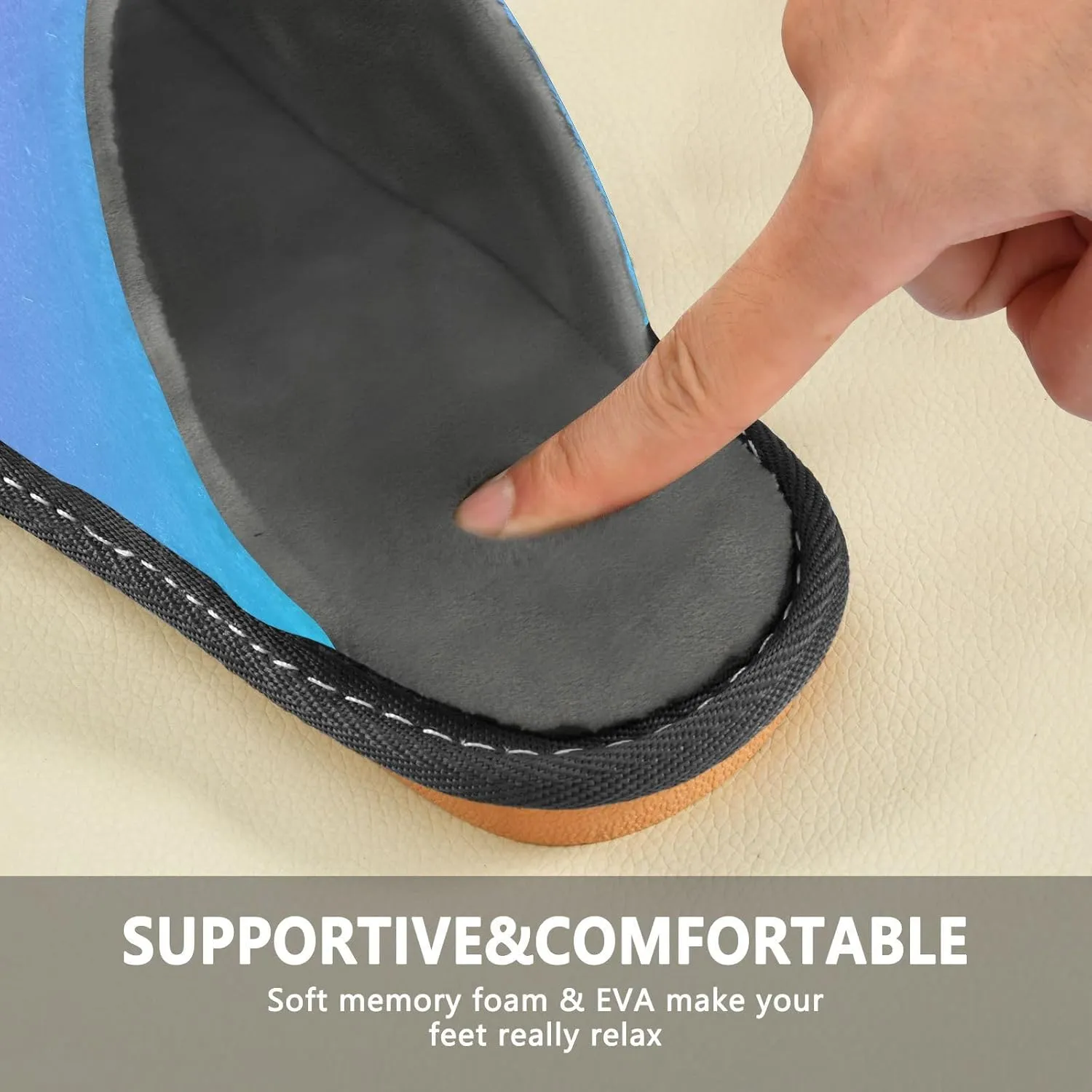 Navy Blue Green Gradient House Slippers for Women Men Non-Slip Winter Slippers