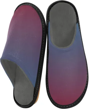 Navy Blue Green Gradient House Slippers for Women Men Non-Slip Winter Slippers
