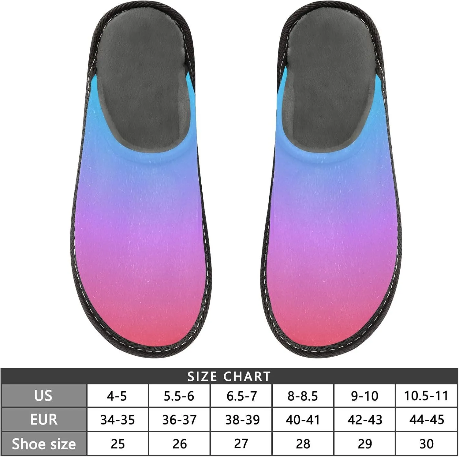Navy Blue Green Gradient House Slippers for Women Men Non-Slip Winter Slippers