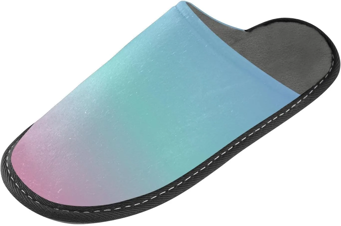 Navy Blue Green Gradient House Slippers for Women Men Non-Slip Winter Slippers