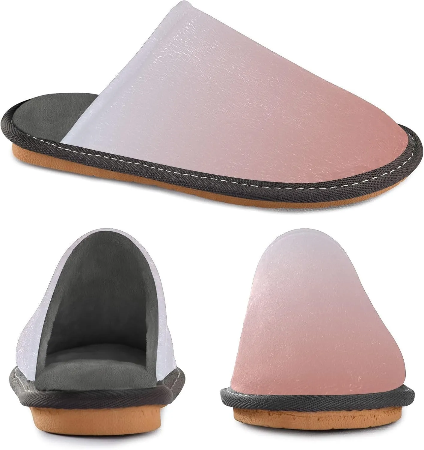 Navy Blue Green Gradient House Slippers for Women Men Non-Slip Winter Slippers