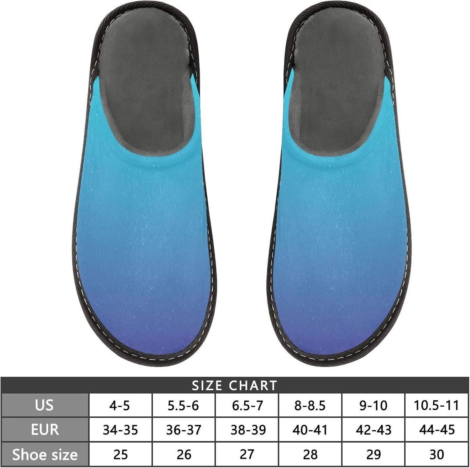 Navy Blue Green Gradient House Slippers for Women Men Non-Slip Winter Slippers