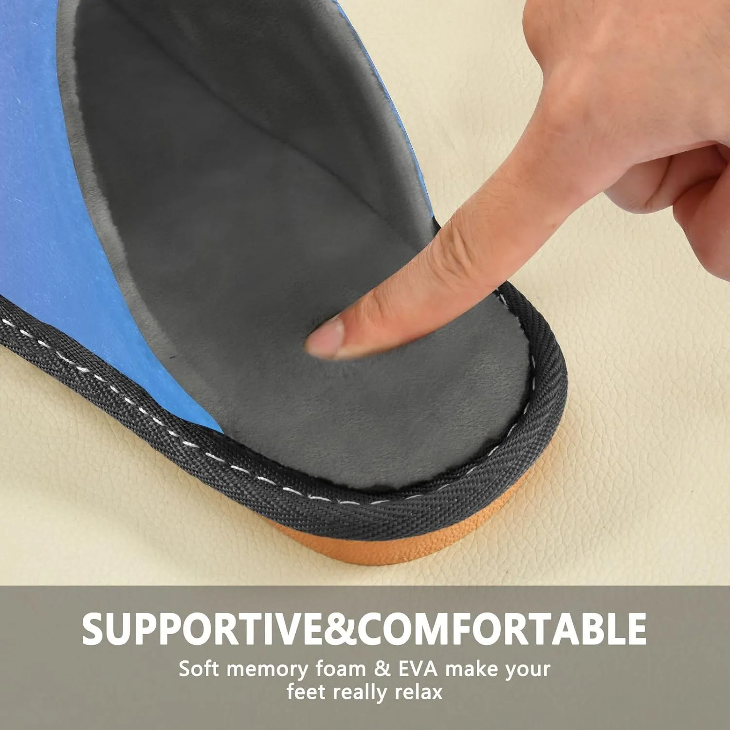 Navy Blue Teal Gradient House Slippers for Women Men Non-Slip Comfortable Slippers