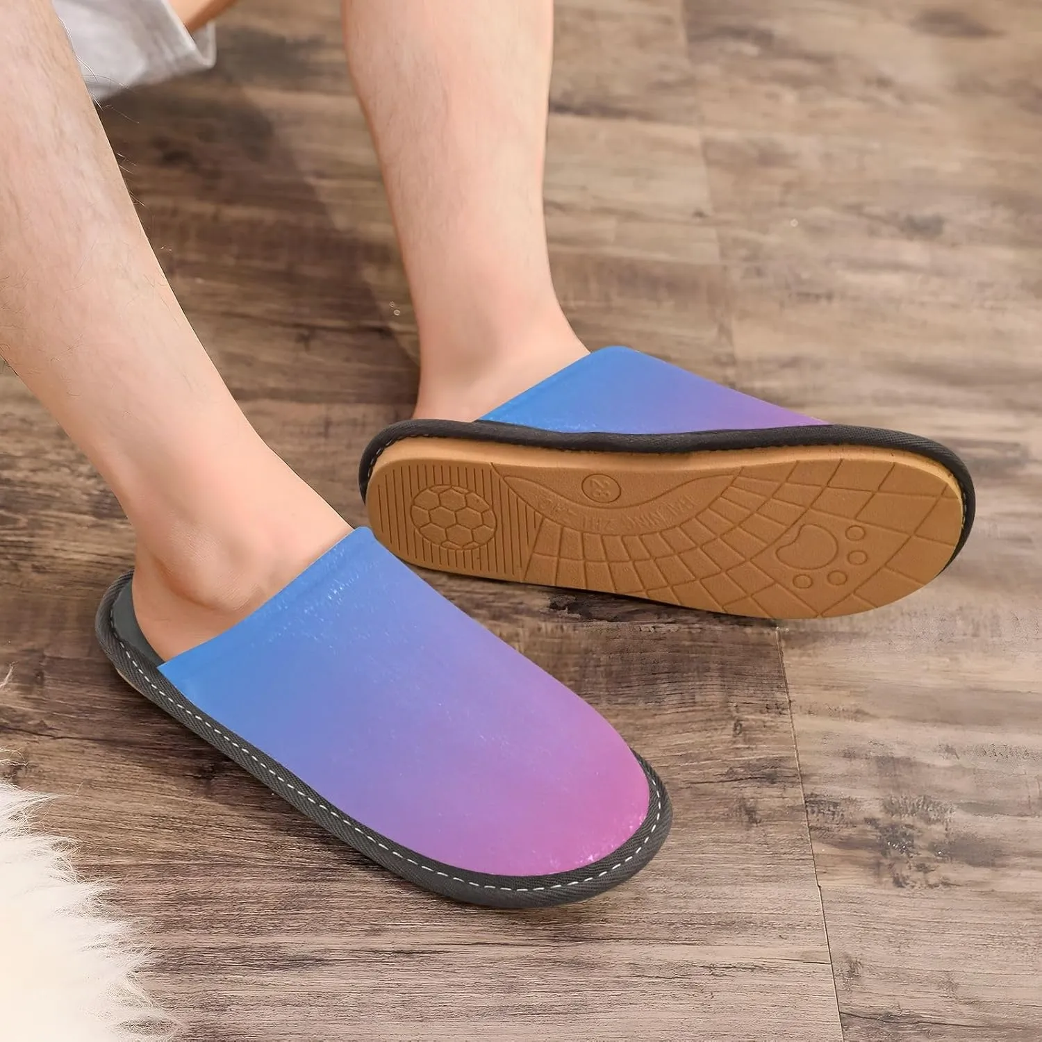 Navy Blue Teal Gradient House Slippers for Women Men Non-Slip Comfortable Slippers