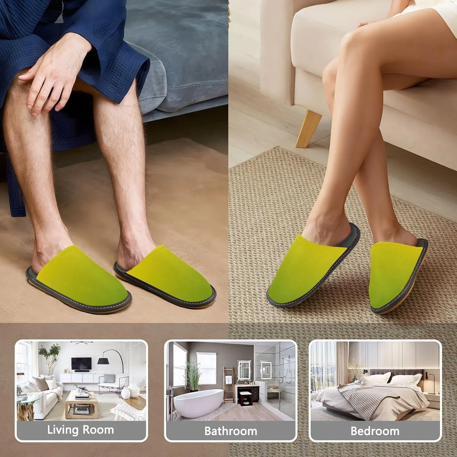 Navy Blue Teal Gradient House Slippers for Women Men Non-Slip Comfortable Slippers