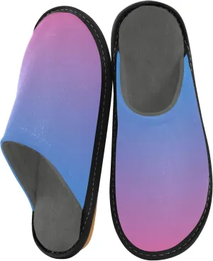 Navy Blue Teal Gradient House Slippers for Women Men Non-Slip Comfortable Slippers