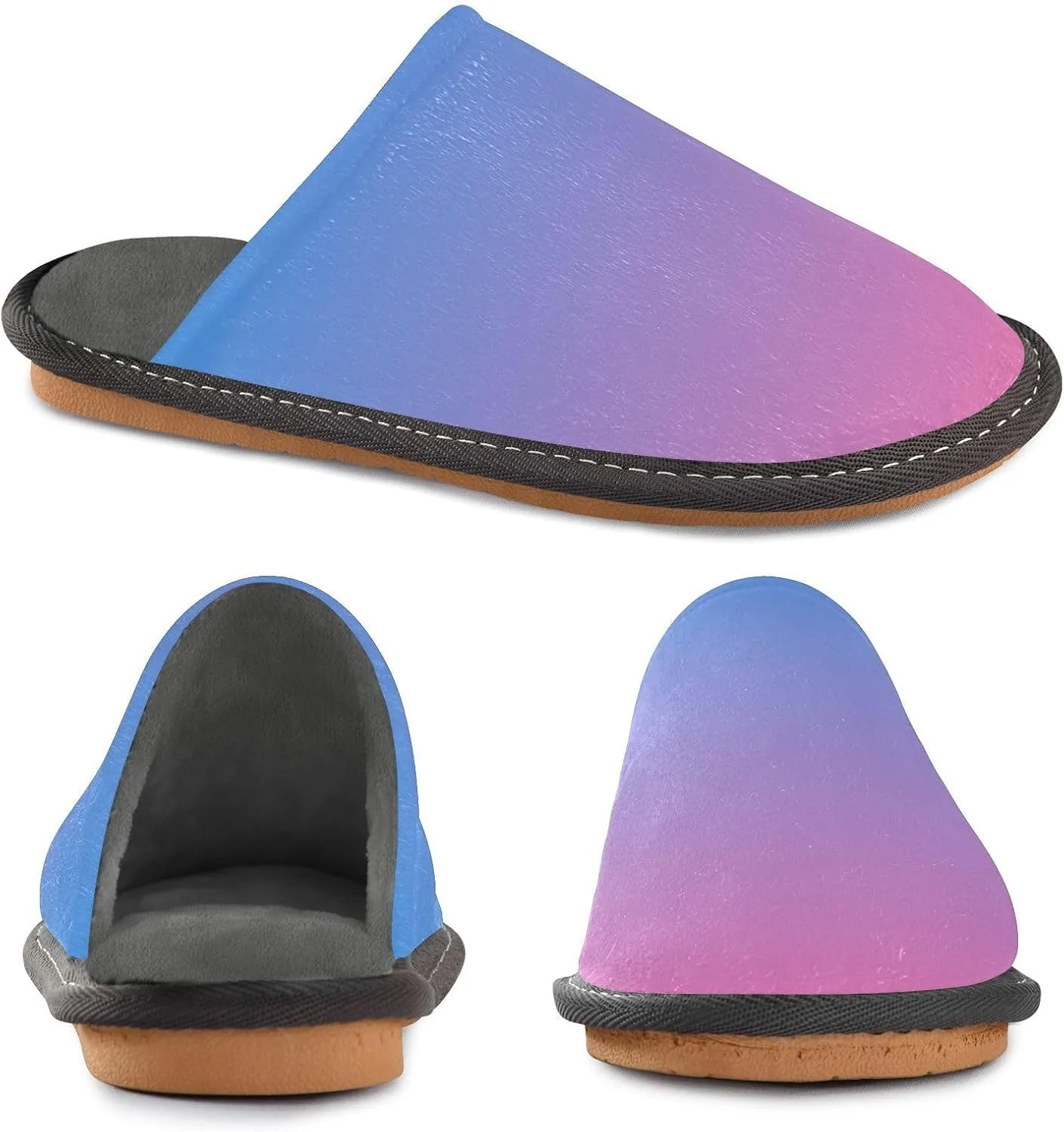 Navy Blue Teal Gradient House Slippers for Women Men Non-Slip Comfortable Slippers