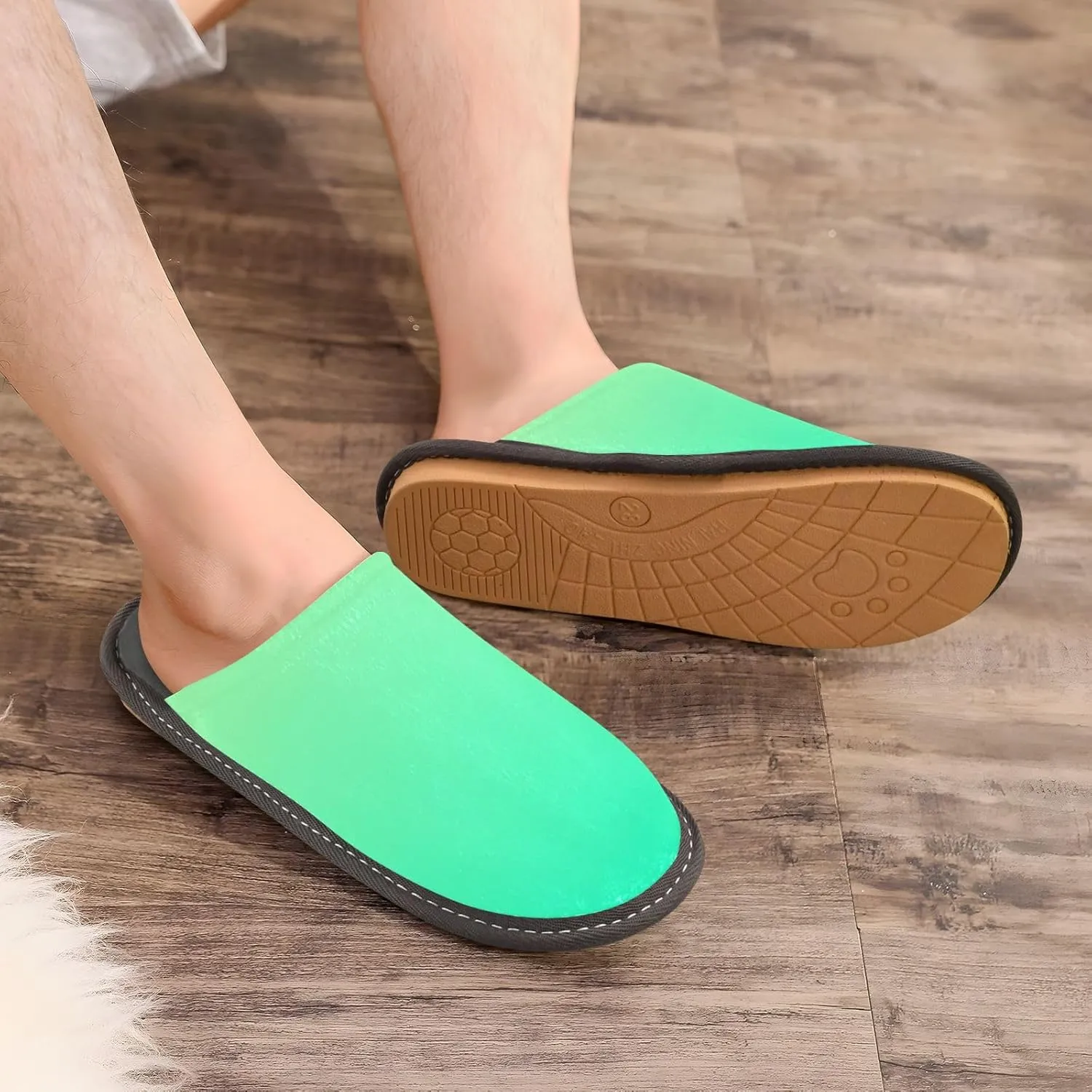 Navy Blue Teal Gradient House Slippers for Women Men Non-Slip Comfortable Slippers