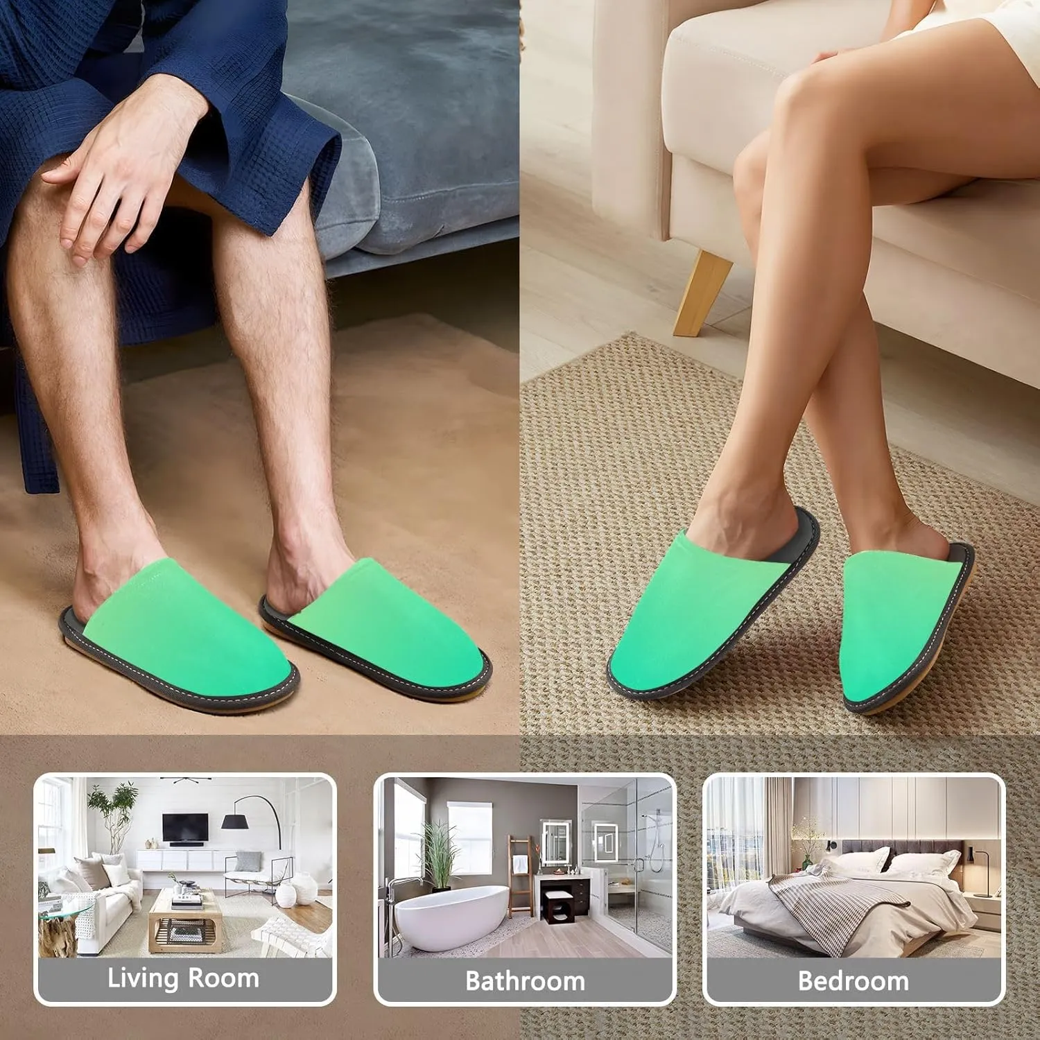 Navy Blue Teal Gradient House Slippers for Women Men Non-Slip Comfortable Slippers