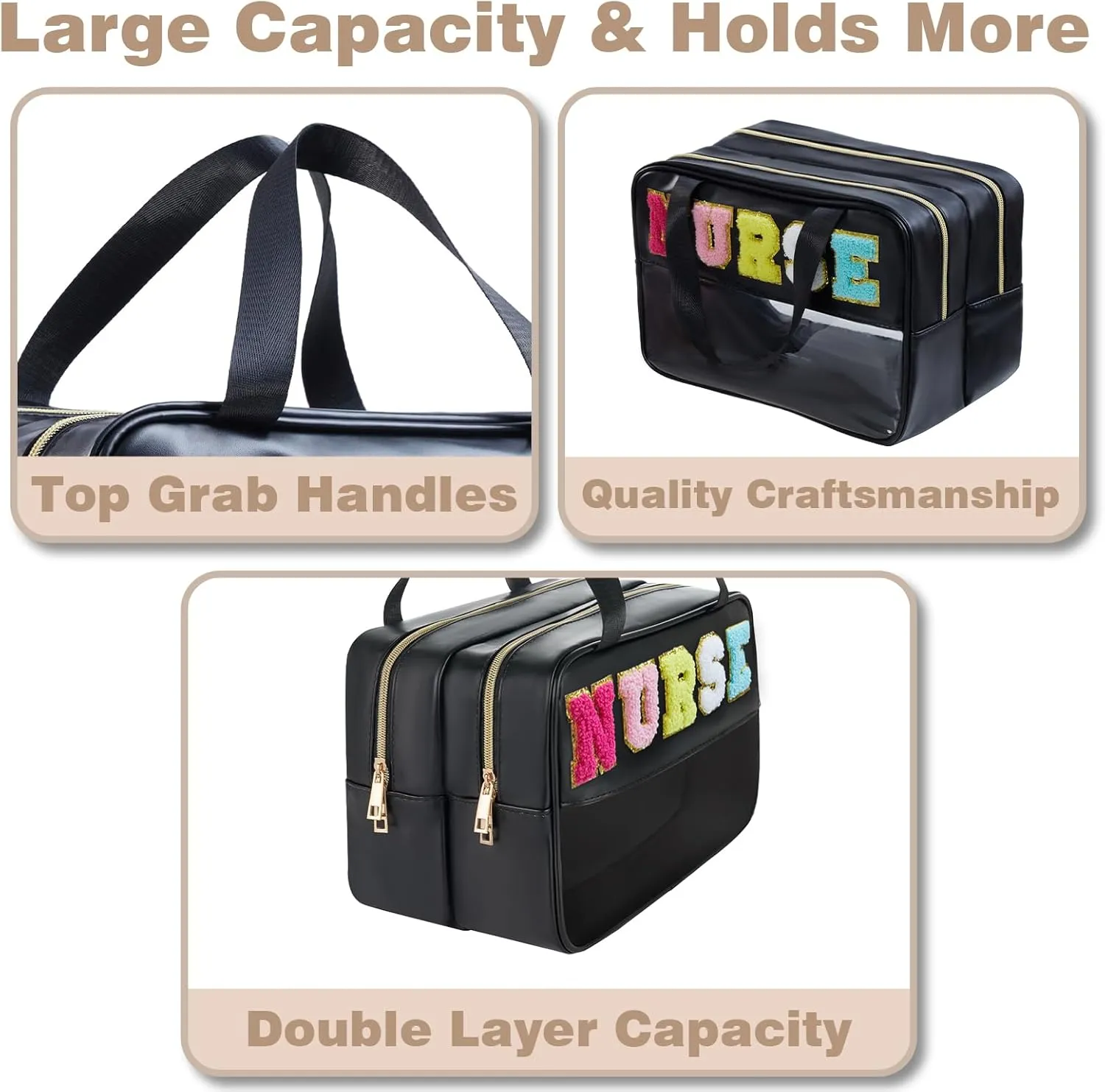 Nurse Bag Nursing School Essentials Medical Assistant Bag Nurses Bags Accessories for Work Chenille Letter Nurses Bags Gifts for Women Clinical Pouch for Nursing Students (HS-NURSE)