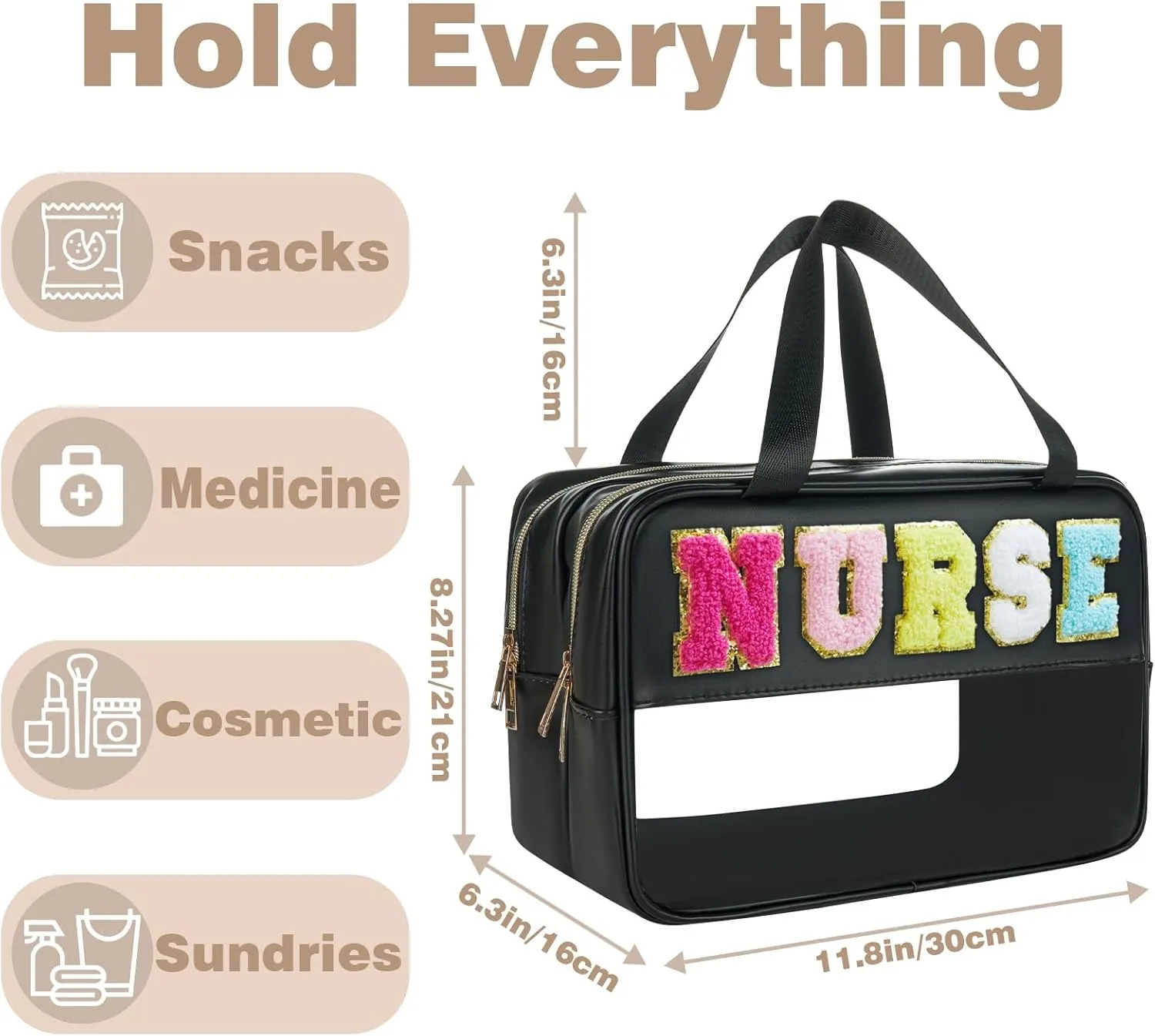 Nurse Bag Nursing School Essentials Medical Assistant Bag Nurses Bags Accessories for Work Chenille Letter Nurses Bags Gifts for Women Clinical Pouch for Nursing Students (HS-NURSE)