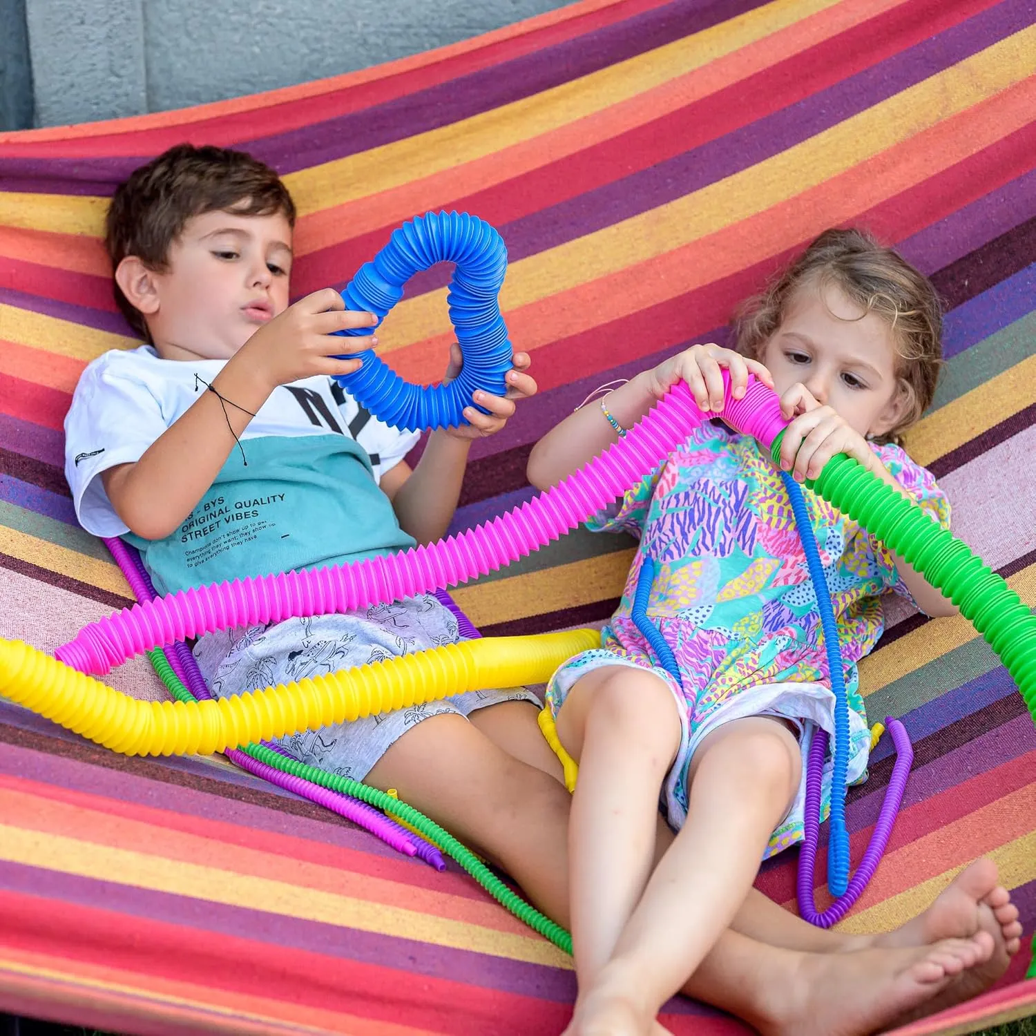 Nutty Toys Jumbo Pop Tubes - XL Sensory Toys for Kids 5  - Endless Creativity & Fun |8 Pack| - Connect & Pop! Top ADHD Autism Fidget 2025, Best Boy & Girl Easter Basket Essentials & Gift Idea