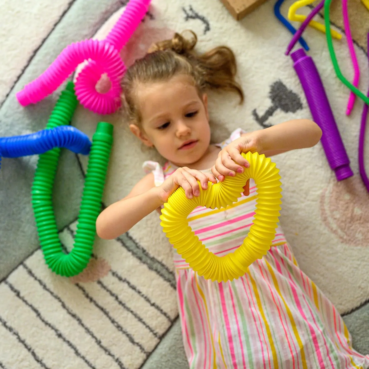 Nutty Toys Jumbo Pop Tubes - XL Sensory Toys for Kids 5  - Endless Creativity & Fun |8 Pack| - Connect & Pop! Top ADHD Autism Fidget 2025, Best Boy & Girl Easter Basket Essentials & Gift Idea