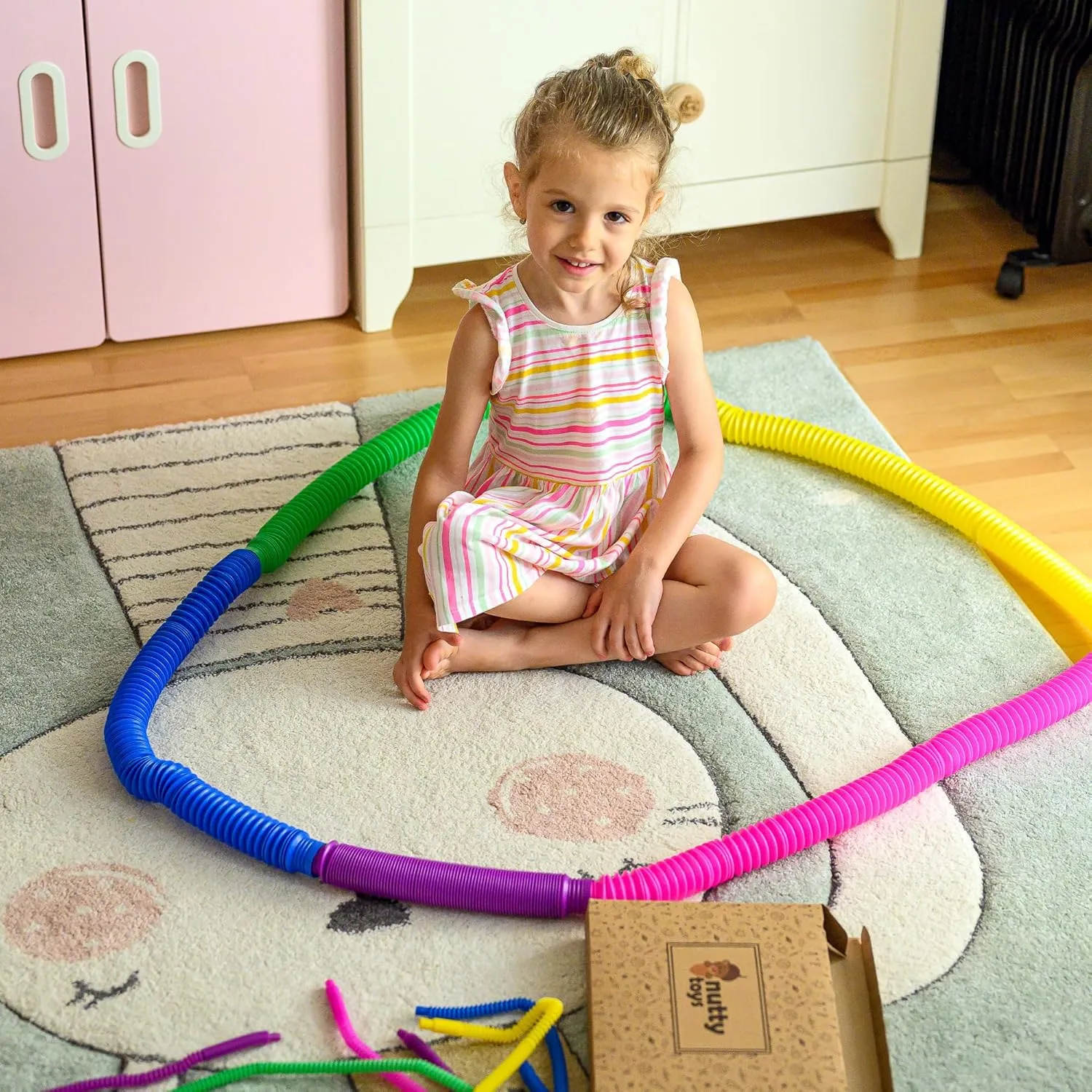 Nutty Toys Jumbo Pop Tubes - XL Sensory Toys for Kids 5  - Endless Creativity & Fun |8 Pack| - Connect & Pop! Top ADHD Autism Fidget 2025, Best Boy & Girl Easter Basket Essentials & Gift Idea