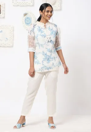 Off white and blue cyano alexandra top with pants