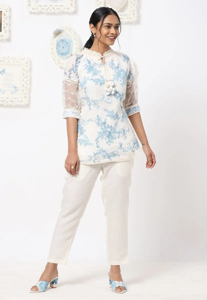 Off white and blue cyano alexandra top with pants