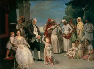 OMAiiiRTi Famous Art Posters Print Canvas Paining Sir Elijah and Lady Impey and Their Three Children by Johan Zoffany Artwork Oil Painting for Home Decor 60x90cm