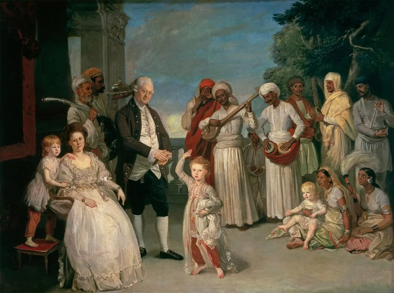 OMAiiiRTi Famous Art Posters Print Canvas Paining Sir Elijah and Lady Impey and Their Three Children by Johan Zoffany Artwork Oil Painting for Home Decor 60x90cm
