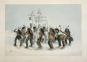 OMAiiiRTi Famous Art Posters Print Canvas Paining the Snow Shoe Dance by George Catlin Artwork Oil Painting for Home Decor 60x90cm