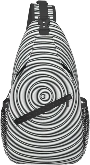 Optical Spin Illusion print Crossbody bag, stylish unisex outdoor bag, multi-functional fashion accessories