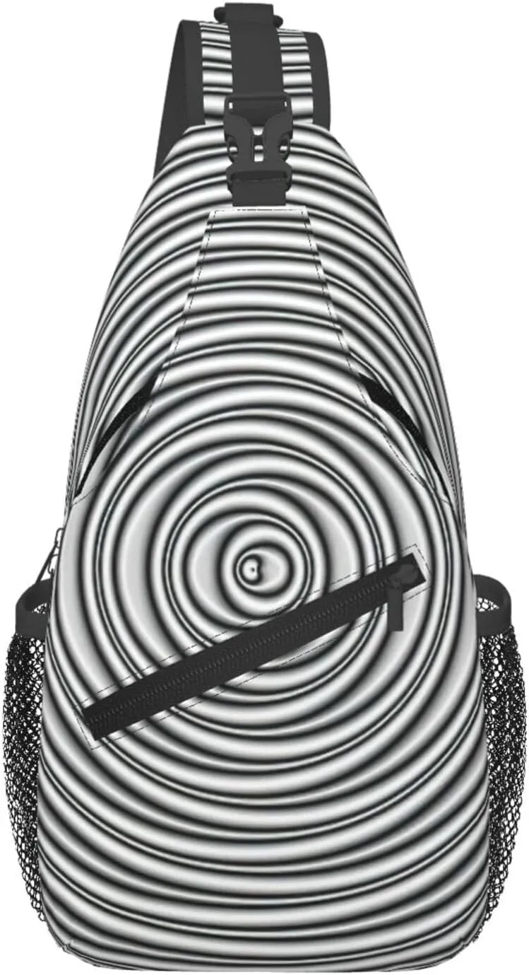 Optical Spin Illusion print Crossbody bag, stylish unisex outdoor bag, multi-functional fashion accessories