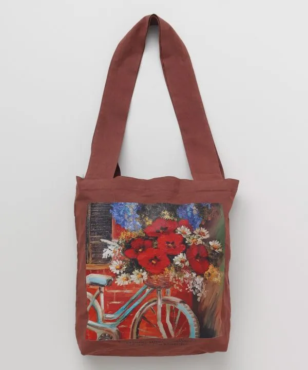 Organic Cotton Floral Art Tote Bag