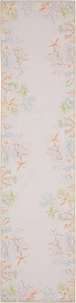 Oriental Weavers Fiji Washable Indoor/Outdoor Rug - FIJ06-2' x 8' - in Beige/Multi - Nautical & Coastal, Non-Slip, Stain Resitant, Ultra Low Pile, Patio, Outdoor Living Area Rug