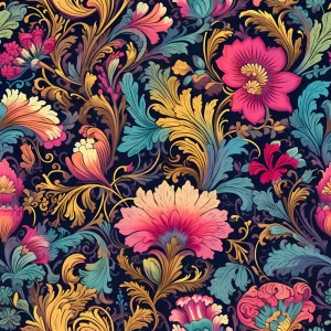 Ornate Renaissance Floral Pattern #12 Fabric