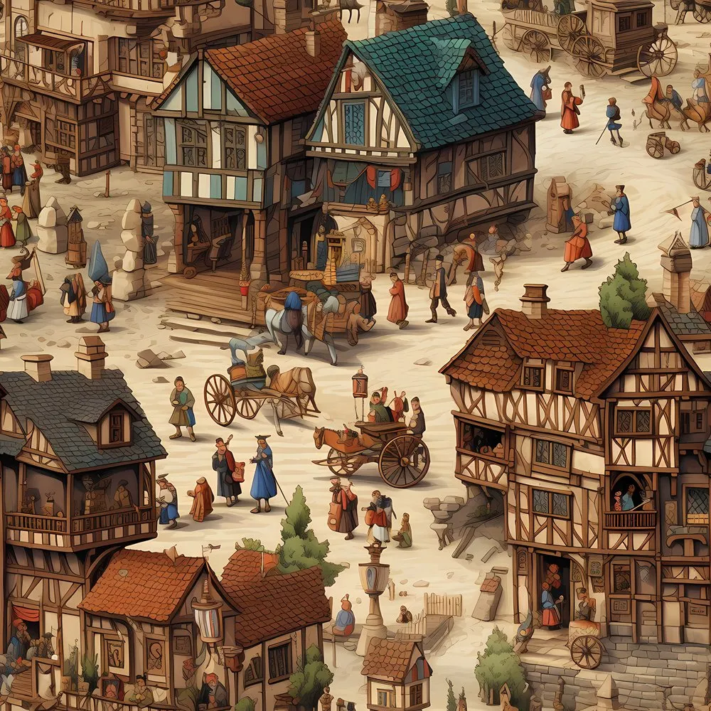 Ornate Renaissance Town Fabric