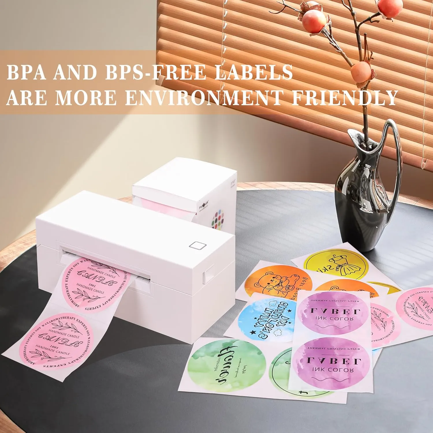 PARLAIM 3 Inch Watercolor Purple Circle Thermal Sticker Labels, Self-Adhesive Round Address Labels, Multi-Purpose Roll Thermal Stickers Tap for Business-500 Labels/1 Roll