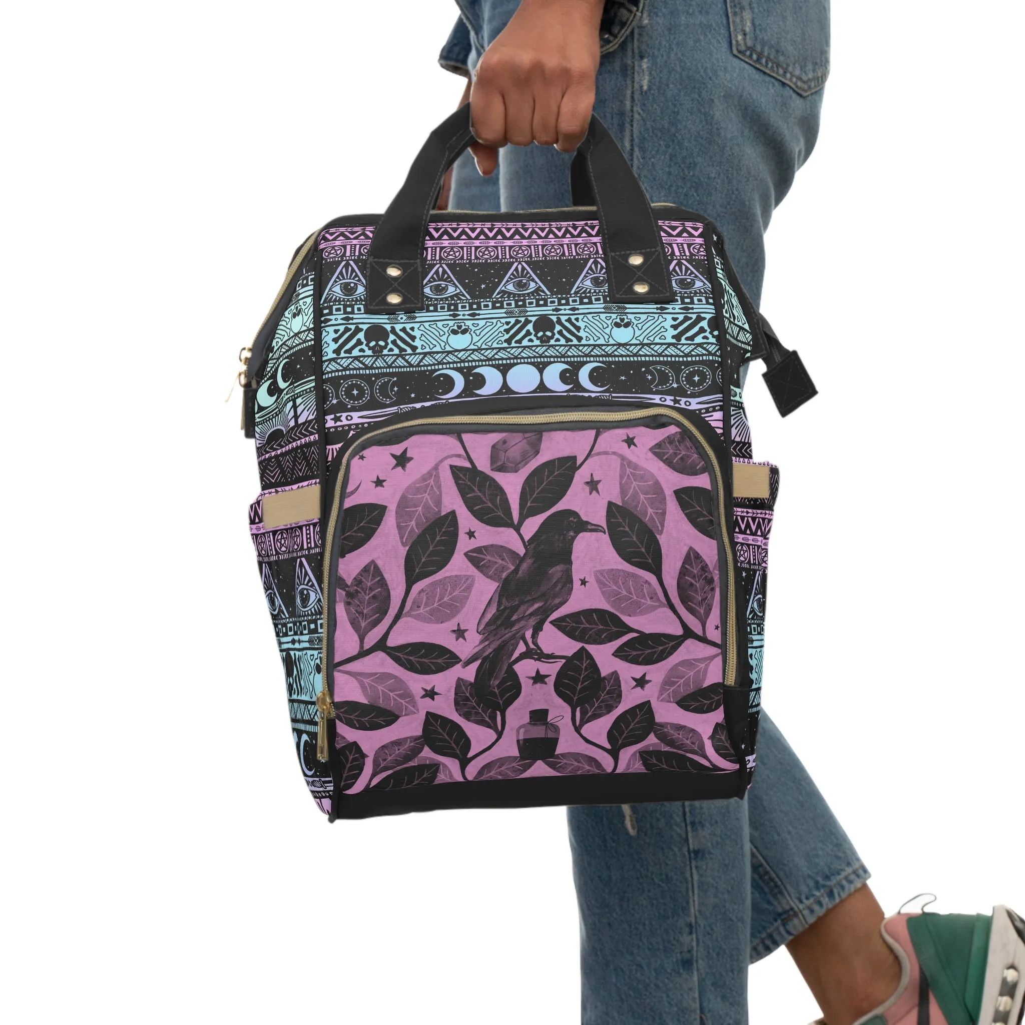 Pastel Witch Multifunctional Diaper Backpack - Pink   Turquoise