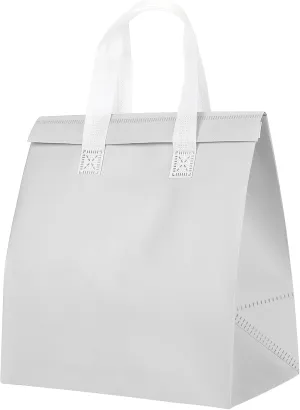 PATIKIL Insulated Take Away Bags, 25 Pcs Insulation Cooler Bag Grocery Bags Thermal Bags 9.4 x 5.9 x 10.2 Inch for Hot Cold Frozen Food Coffee Delivery, White