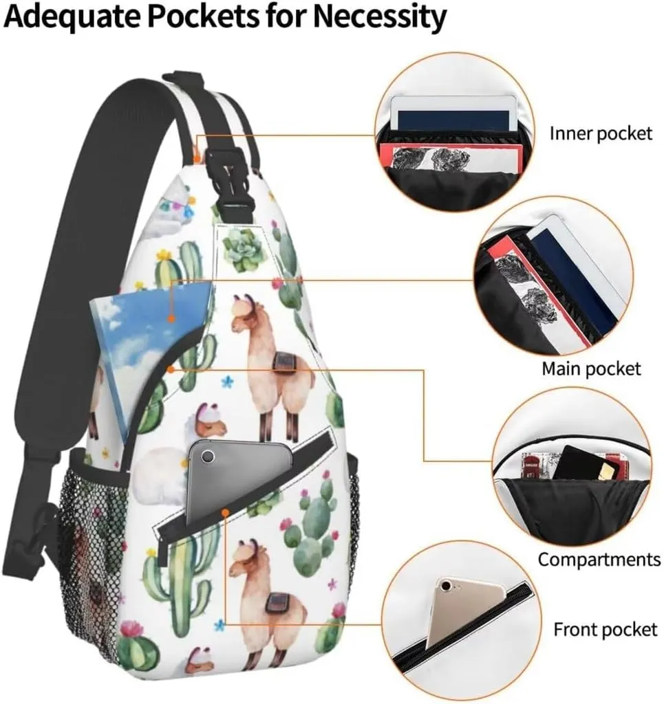 Pattern Printed Sling Bag for Women Men Crossbody Shoulder Backpack Chest Bags Gym Travel Hiking Casual Daypack
