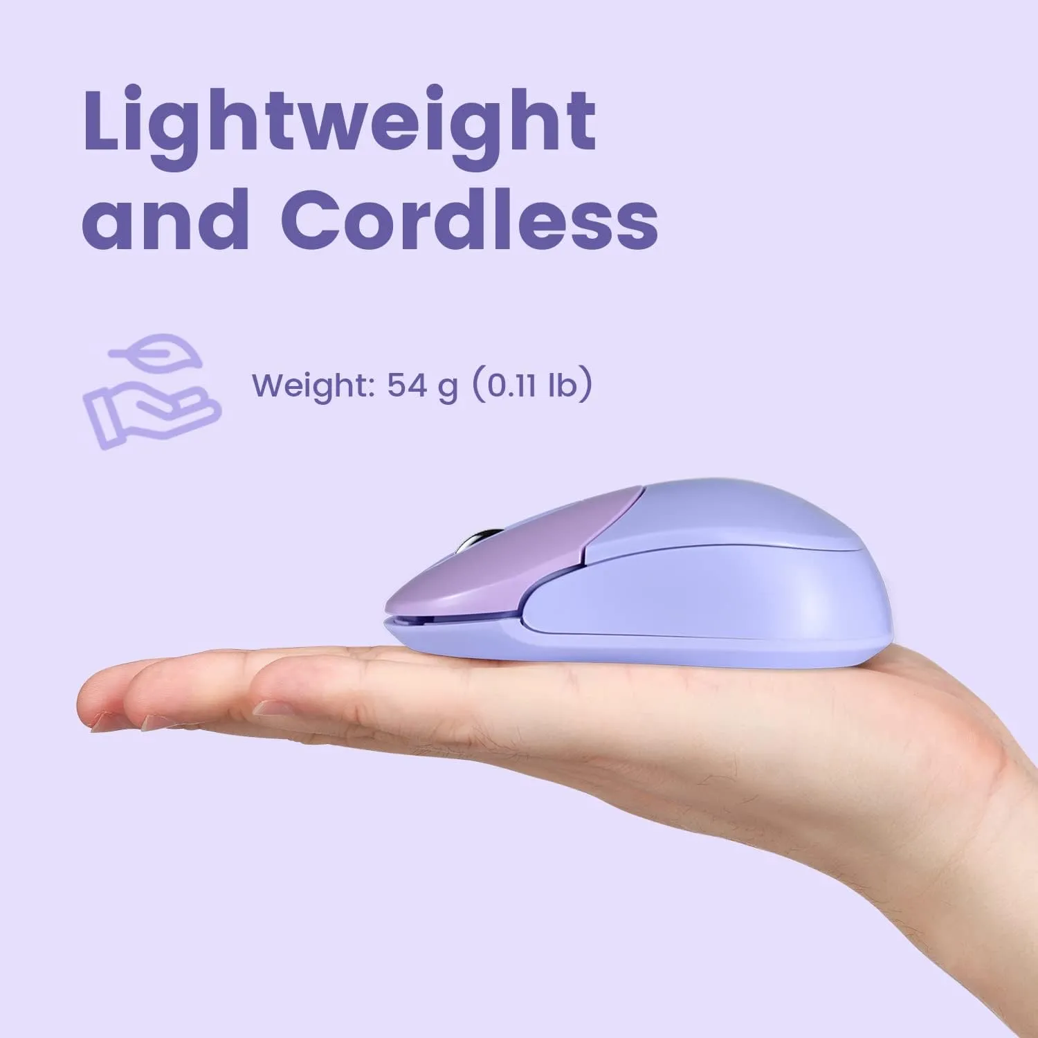 Perixx PERIMICE-802PP Wireless Bluetooth Mouse - Portable Design - Compatible with Windows, iOS, and Android PC, Laptop, Tablet, and Smartphone - Purple