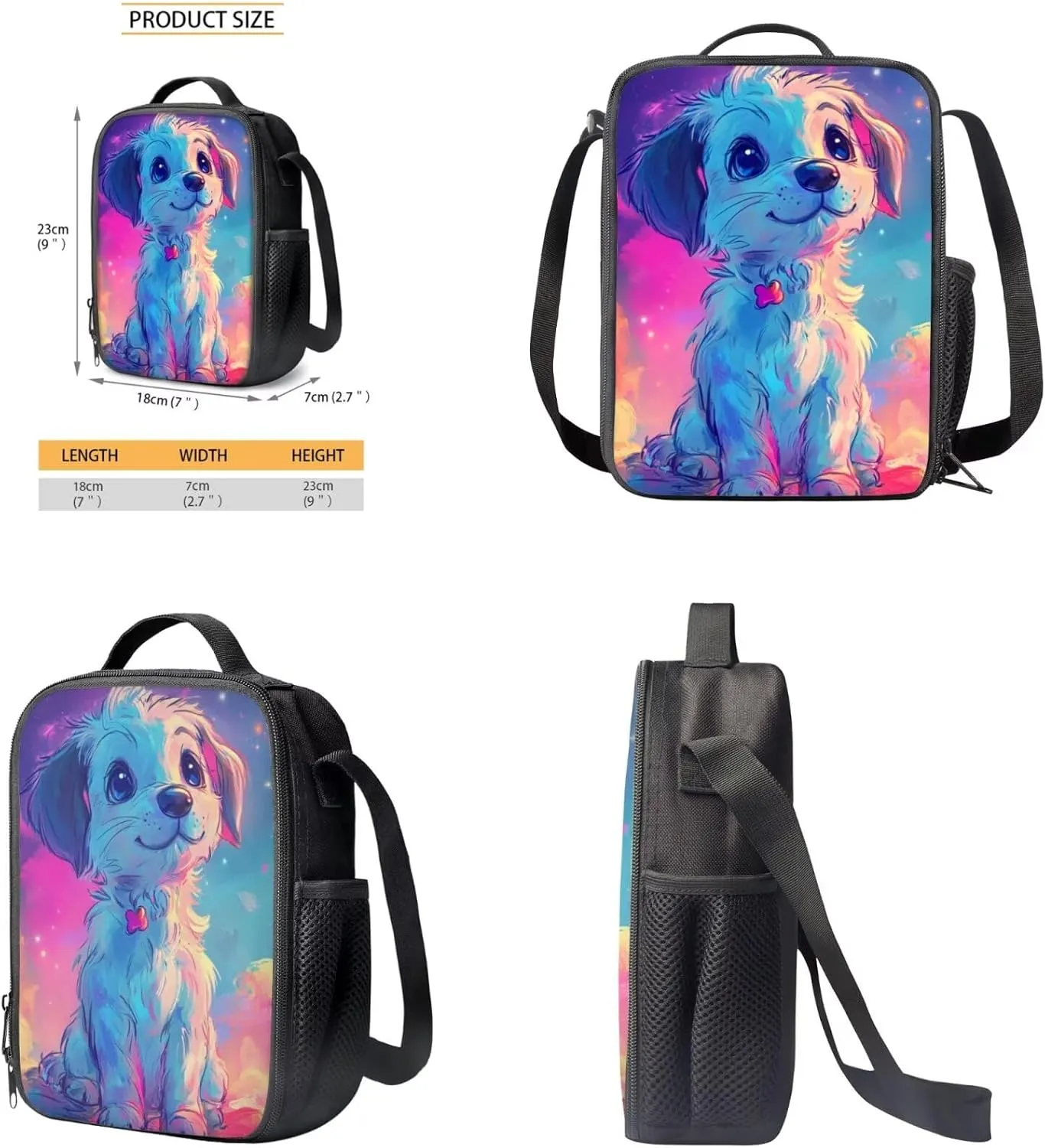 Persian Cat Kids Backpack Set of 3 with School Lunch Bags for Teen Girls Cartoon Bookbag for Kids Lightweight Soft Pencil Box for Travel Hiking Daypack