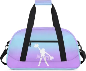 Personalized Cheer Bag Girl Sport Duffel Bag, Custom Kids Gym Bag, Customize Travel Duffle Bag with Name, Overnight Weekender Bags,Blue Purple Gradient, Cheerleading Gifts