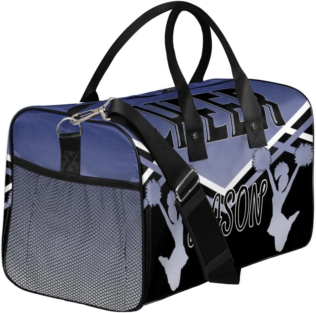 Personalized Cheer Bags for Cheerleaders, Custom Name Sport Gym Duffel Bags, Customized Travel Overnight Weekender Bags Personalized Cheerleading Gifts, Cobalt Blue Gradient