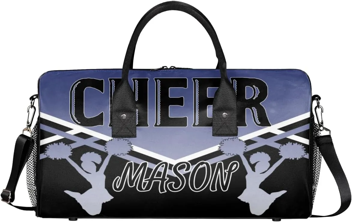 Personalized Cheer Bags for Cheerleaders, Custom Name Sport Gym Duffel Bags, Customized Travel Overnight Weekender Bags Personalized Cheerleading Gifts, Cobalt Blue Gradient