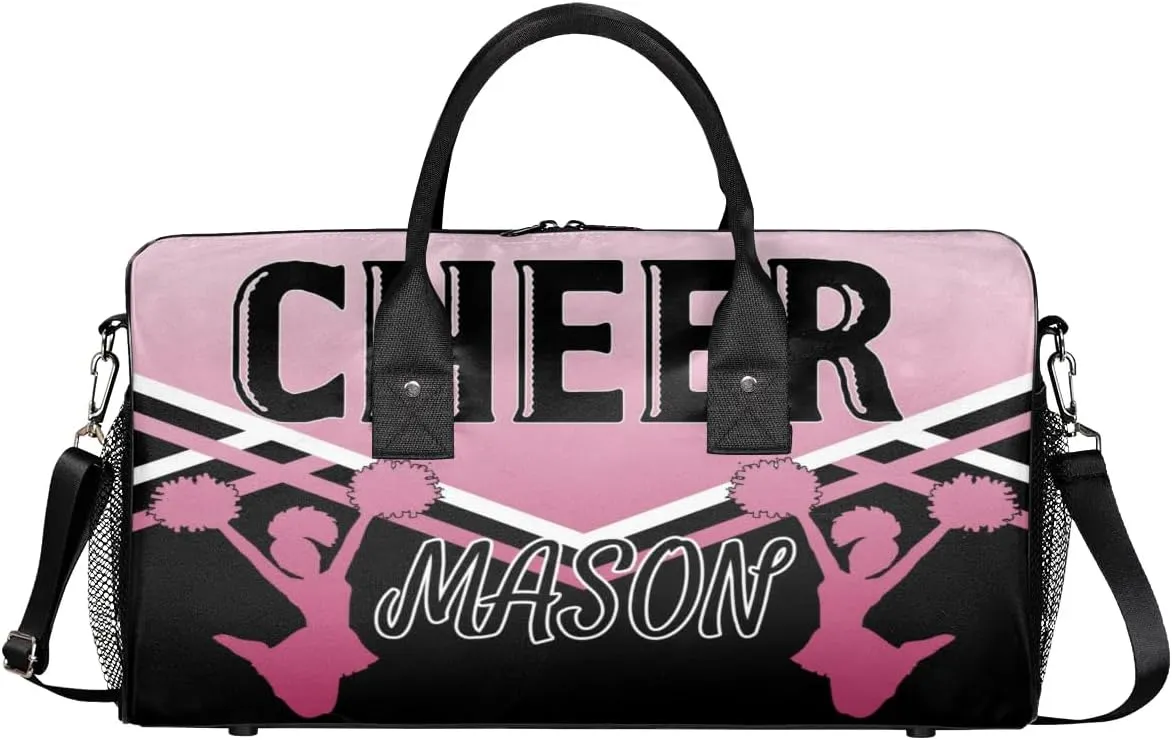 Personalized Cheer Bags for Cheerleaders, Custom Name Sport Gym Duffel Bags, Customized Travel Overnight Weekender Bags Personalized Cheerleading Gifts, Dark Pink Gradient