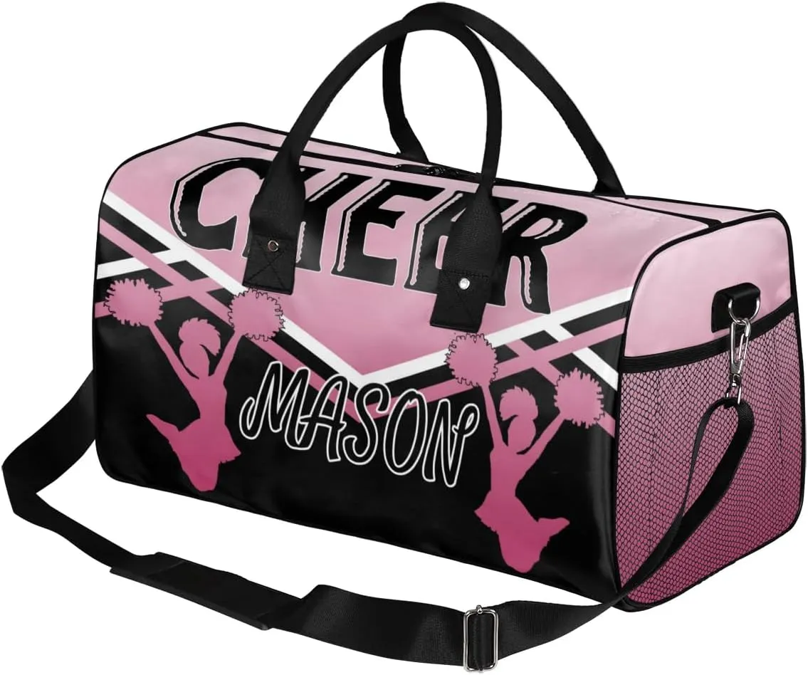 Personalized Cheer Bags for Cheerleaders, Custom Name Sport Gym Duffel Bags, Customized Travel Overnight Weekender Bags Personalized Cheerleading Gifts, Dark Pink Gradient