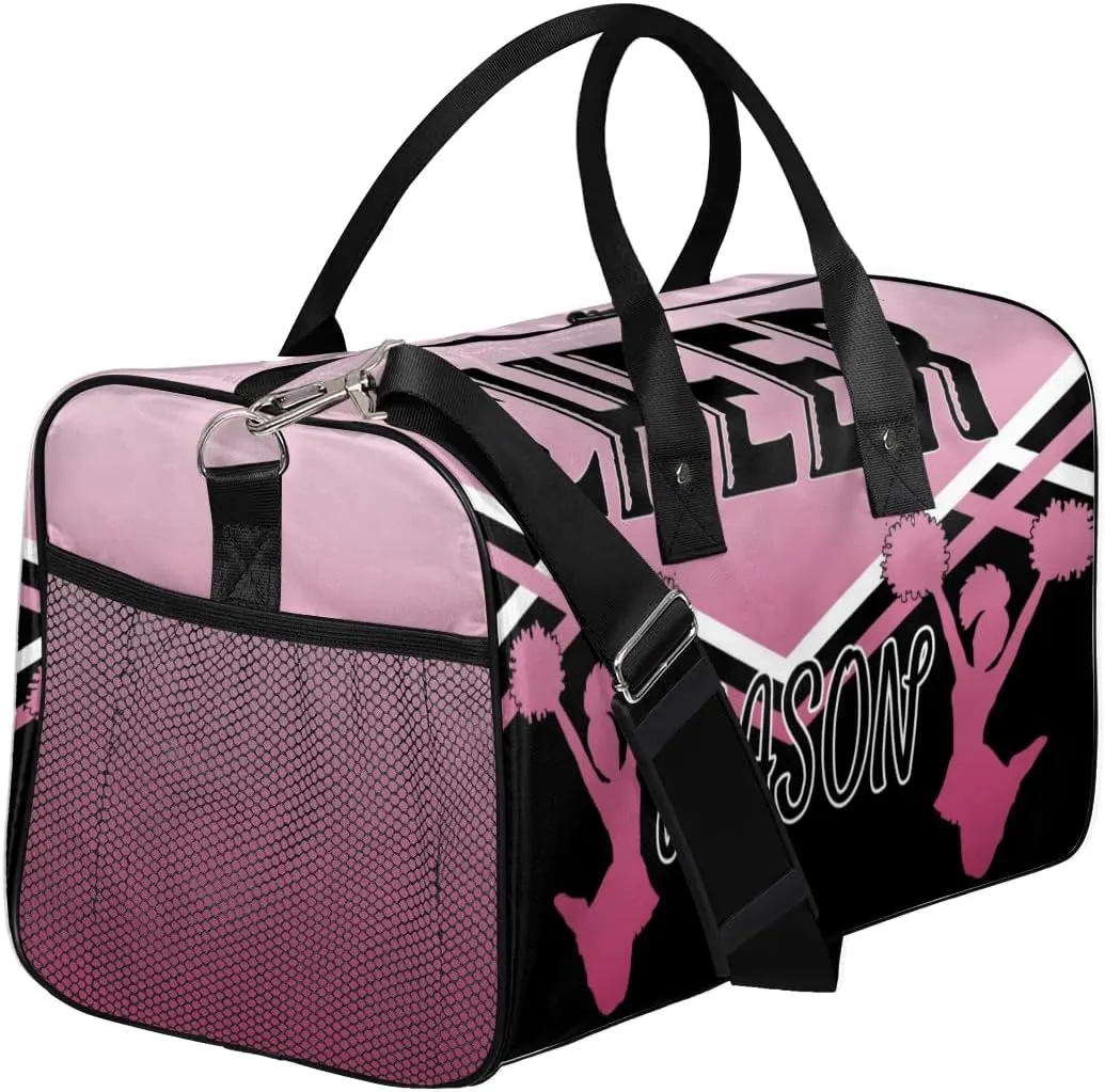 Personalized Cheer Bags for Cheerleaders, Custom Name Sport Gym Duffel Bags, Customized Travel Overnight Weekender Bags Personalized Cheerleading Gifts, Dark Pink Gradient