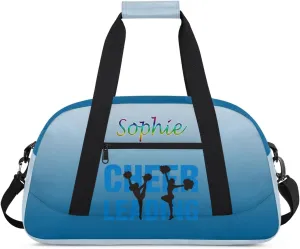 Personalized Cheer Gym Bag, Custom Sport Duffel Bag for Cheerleader, Dance Bag Overnight Weekender Bags Travel Duffel Bag for Women, Blue Gradient Cheer