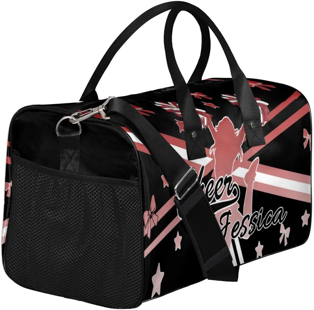 Personalized Cheer Sports Bag for Cheerleader, Deep Red Gradient Custom Gymnastics Gym Duffel Bags Cheer Competition Gift with Your Name Ballet Dance Overnight Weekender Bag