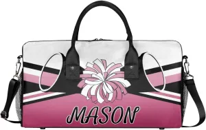 Personalized Cheerleader Cheer Bag Sport Duffel Bag with Name for Women Customized Travel Overnight Weekender Bags, Dark Pink Gradient Cheerleading