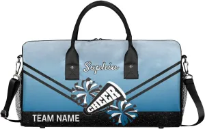 Personalized Cheerleader Cheer Bag Sport Duffel Bag with Team Name for Women Customized Name Travel Overnight Weekender Bags, Blue Gradient Cheerleading