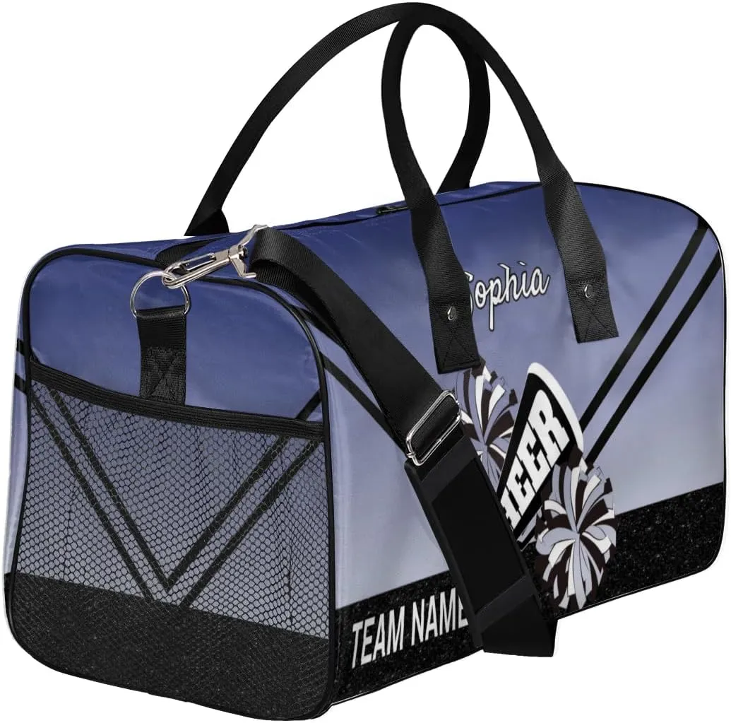 Personalized Cheerleader Cheer Bag Sport Duffel Bag with Team Name for Women Customized Name Travel Overnight Weekender Bags, Cobalt Blue Gradient Cheerleading
