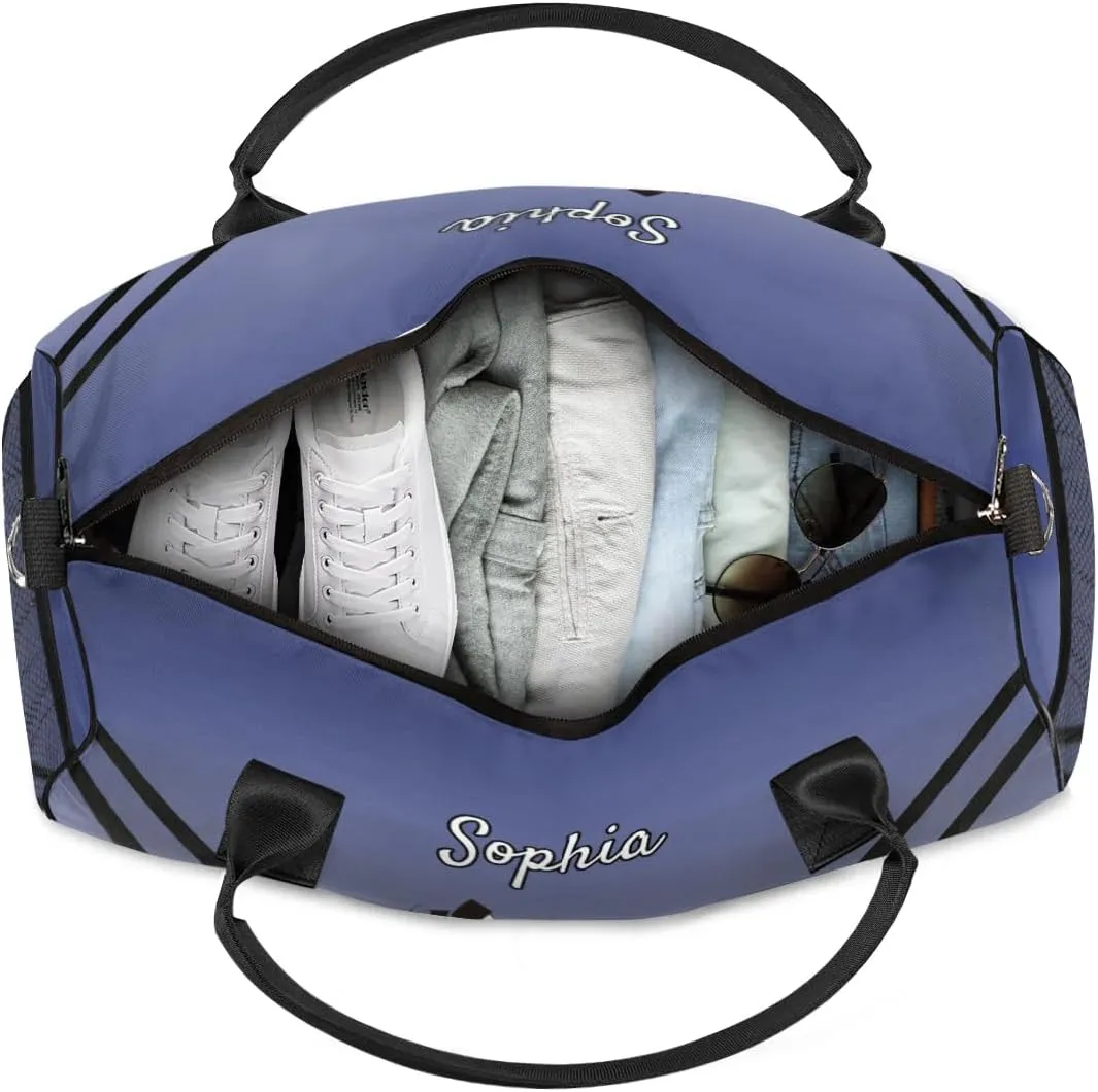 Personalized Cheerleader Cheer Bag Sport Duffel Bag with Team Name for Women Customized Name Travel Overnight Weekender Bags, Cobalt Blue Gradient Cheerleading