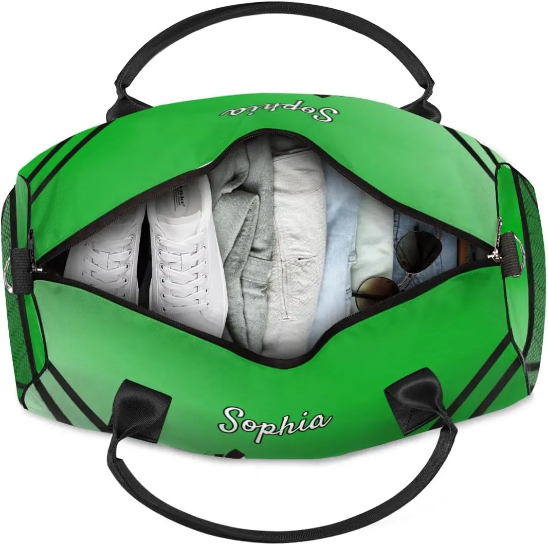Personalized Cheerleader Cheer Bag Sport Duffel Bag with Team Name for Women Customized Name Travel Overnight Weekender Bags, Grass Green Gradient Cheerleading